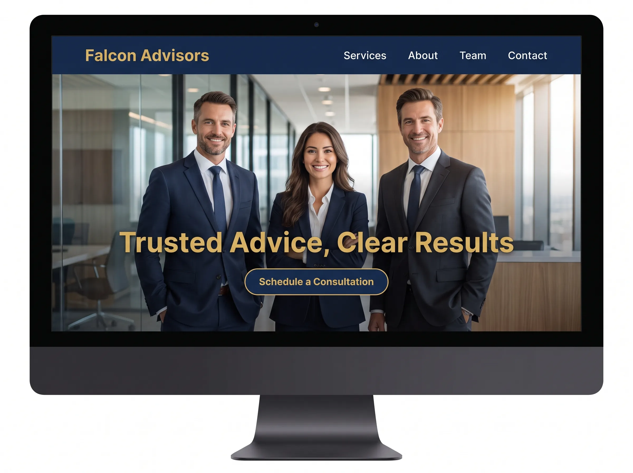 Example professional services website design with a schedule-a-consultation call to action