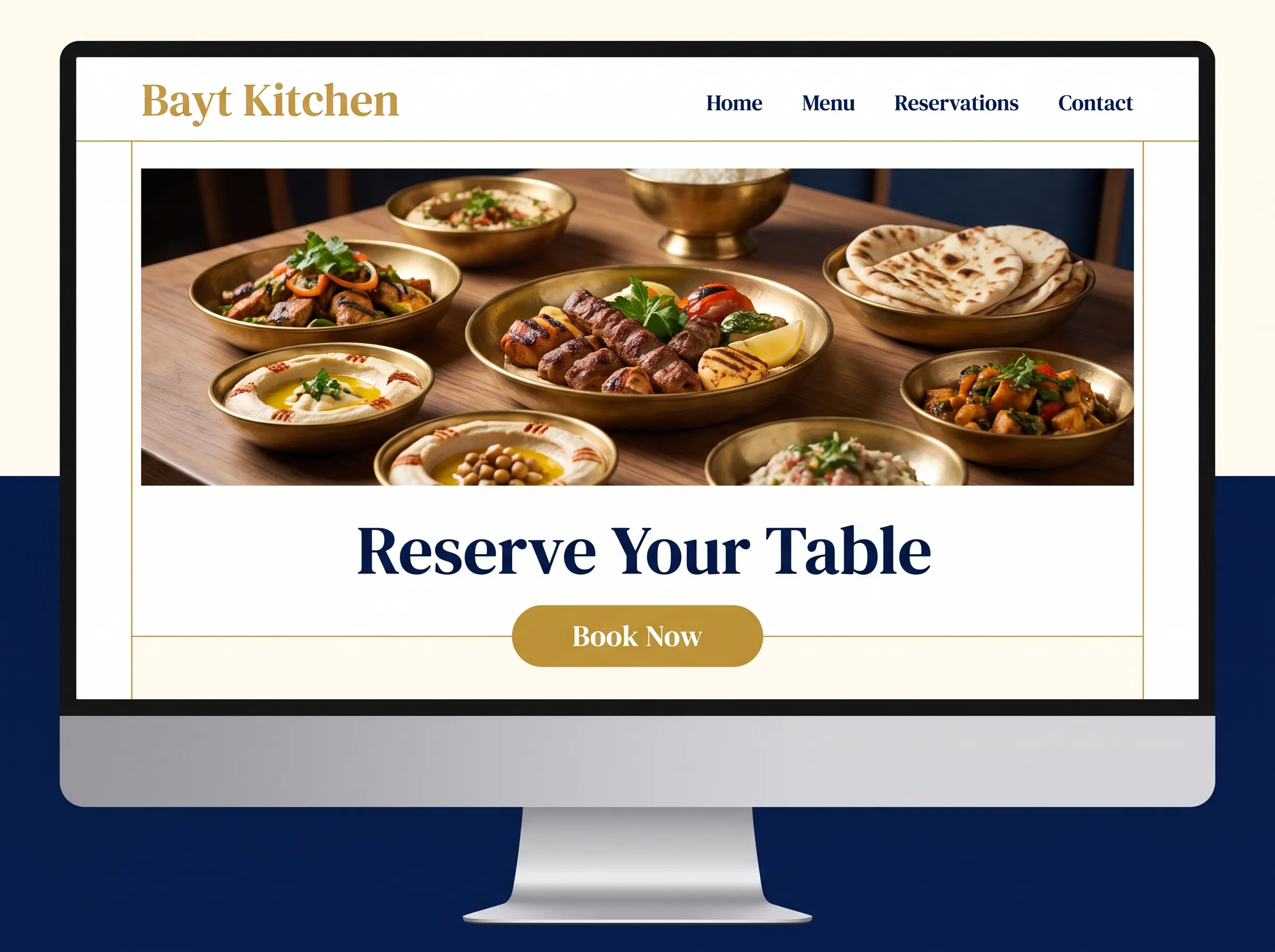 Example restaurant booking website design with a reservation call to action